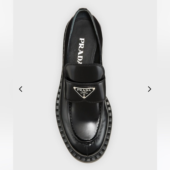 Prada Shoes - Prada Leather Triangle Logo Loafers